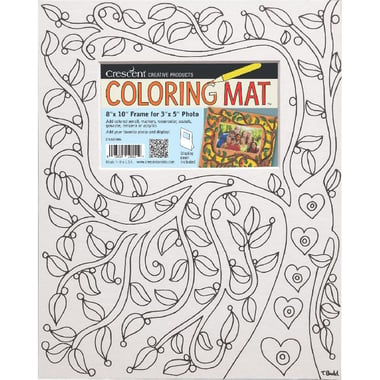 Crescent Coloring Mat Photo Frame, Vines, 3" X 5" Opening Frame, 8" X 10", White, Matboard