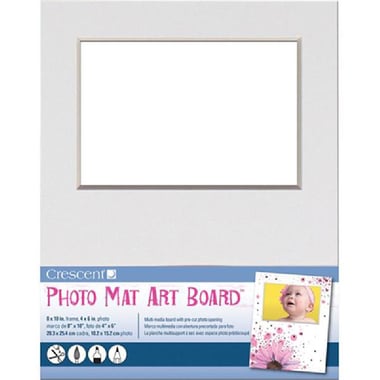 Crescent Photo Mat Photo Frame, Art Board, 8" X 10", White, Matboard