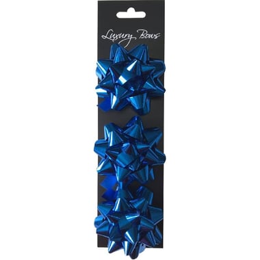 Gift Self Stick Bows, Metallic Blue, Satin