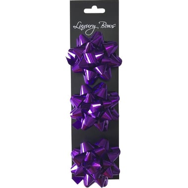 Gift Self Stick Bows, Metallic Purple, Satin