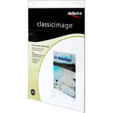 Deflecto ClassicImage Sign Holder, A4, Wall Mount, Acrylic, Clear