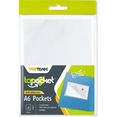 Top Team Self Adhesive Document Holder, Pocket, A6 (10.5 X 14.8 cm), Clear