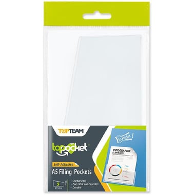 Top Team Self Adhesive Document Holder, Filing Strip, A5 (14.8 X 21 cm), Clear