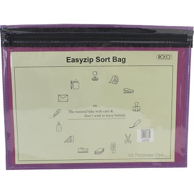 Roco EasyZip Zip Pouch, A4, Single Pocket, Purple