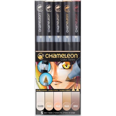 CHAMELEON Color Tones 5 Pen Skin Tones Graphic Art Marker, Assorted Color, Twin Tip
