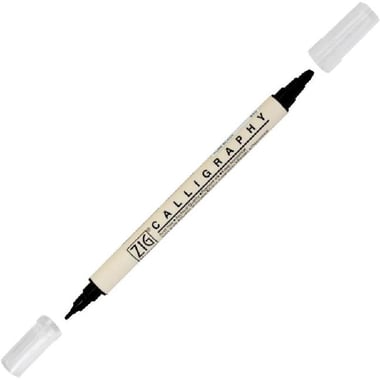 KURETAKE ZIG Memory System Calligraphy Pen, Flat/Round, 2.0;3.5mm, Black
