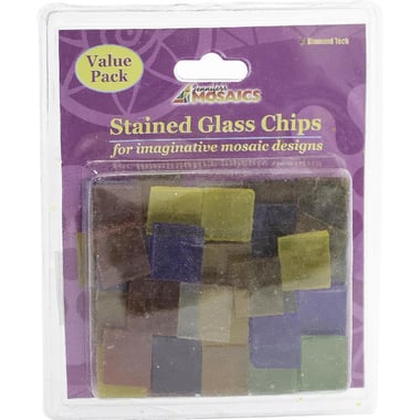 Glass Mosaic, Assorted Color, Stained Cathedral, Square, 8 OZ/Pack, 1.9 X 1.9 cm