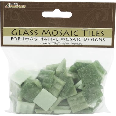 Glass Mosaic, Assorted Color, Grassy Green Venetian, Square, 8 Oz/Pack, 1.9 X 1.9 cm