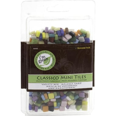 Classico Mini Tiles Glass Mosaic, Assorted Color, Variety Mix, Square, 8 Oz/Pack, 0.79 X 0.79 cm