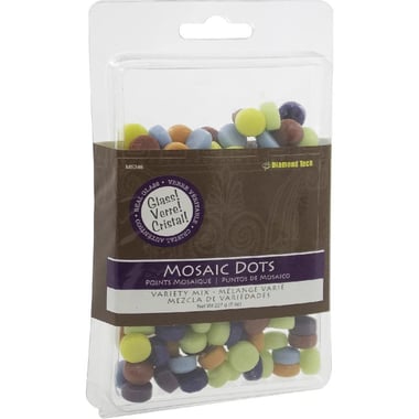 Mosaic Dots Glass Mosaic, Assorted Color, Variety Mix, Round, 8 Oz/Pack, 12 mm Round