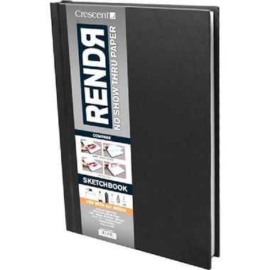 Crescent RENDR Sketch Book, Hard Back, White, Letter, 48 Sheets