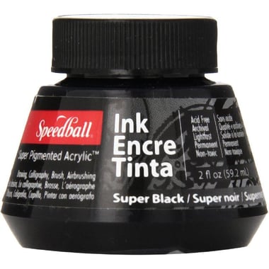 Speedball Super Pigmented Acrylic Ink for Calligraphy Pen, Black, 2.00 oz ( 56.83 ml )