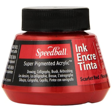 Speedball Super Pigmented Acrylic Ink for Calligraphy Pen, Scarlet Red, 2.00 oz ( 56.83 ml )