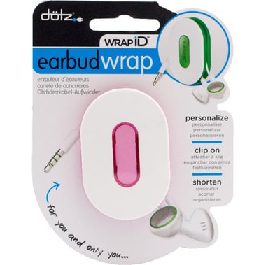 Dotz WrapID Earbud Wrap Cable Organizer, for Earphones/In-Ear Earphones, Pink