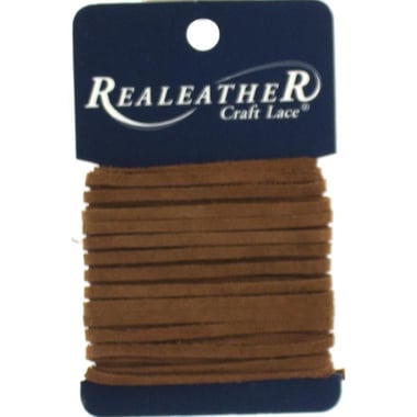 RealeatheR Crafts Soft Suede Leather Lace, Medium Brown, 1/8" X 8 Yards