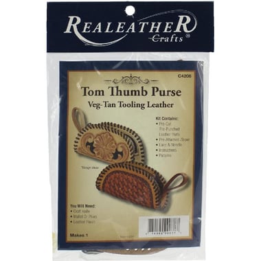 RealeatheR Crafts Tom Thumb Purse, Veg-Tan Tooling Leather Craft, Assorted Color, 4" X 2 1/4"
