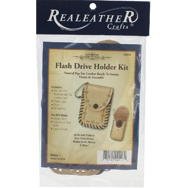 RealeatheR Crafts Flash Drive Holder Kit Leather Craft, Assorted Color