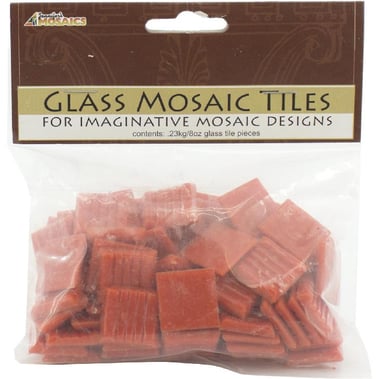 Glass Mosaic, Orange, Solid Color, Square, 8 Oz/Pack, 3/4"