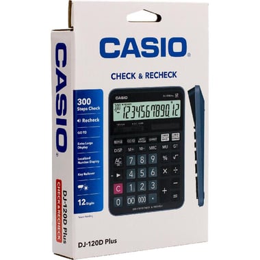 Casio DJ-120D Plus Desktop Calculator, 12 Digit, Large Display, Black/Grey