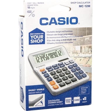 Casio MC-12M Desktop Calculator, 12 Digit, Large Display, Grey