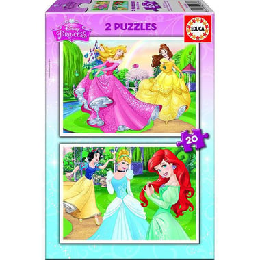 Educa 2 Puzzles Disney Princess Picture Puzzle, 20 Pieces, 3 Years and Above