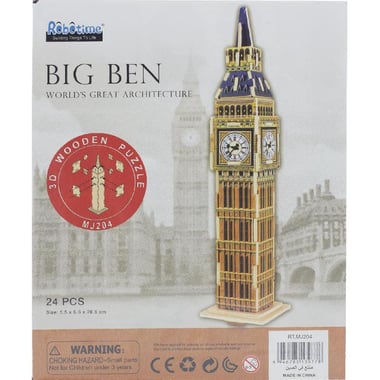 Robotime World's Great Big Ben 3D Puzzle, 24 Pieces, 3 Years and Above