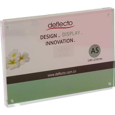 Deflecto Name Holder, A5, Table Top, Acrylic, Clear
