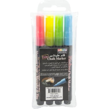 Marvy Uchida Bistro Chalk Marker, B Round Tip, Flo Blue;Flo Green;Flo Pink;Flo Yellow
