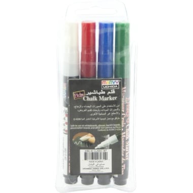 Marvy Uchida Bistro Classic Chalk Marker, B Round Tip, Blue;Green;Red;White