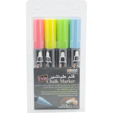 Marvy Uchida Bistro Chalk Marker, B Round Tip, Flo Blue;Flo Green;Flo Pink;Flo Yellow