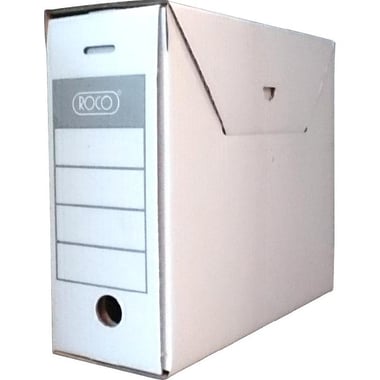 Archive Box, 34 X 27 X 11 cm, Corrugated Cardboard, White/Grey