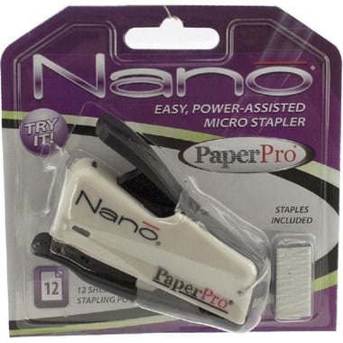 Paper Pro Nano Desk Stapler, up to 12 Sheets of 80 gsm;13 Sheets of 70 gsm, Grey