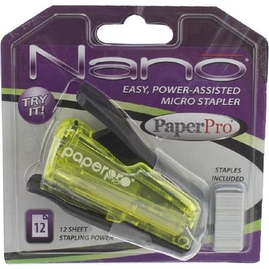 Paper Pro Nano Desk Stapler, up to 12 Sheets of 80 gsm;13 Sheets of 70 gsm, Green