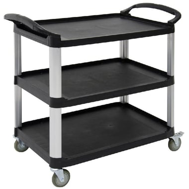 Jiwins Service Cart, 120.00 kg ( 264.55 lb ), 3-Tier, Black & Silver