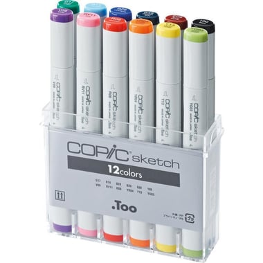 COPiC Sketch Set B Basic (12 Color) Graphic Art Marker, Assorted Color, Twin Tip