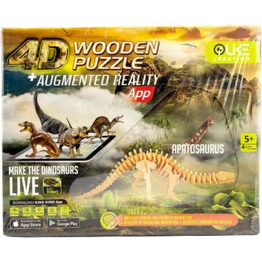 iLike 4D Wooden Puzzle Apatosaurus Puzzle & Activity Set, English, 4 Years and Above