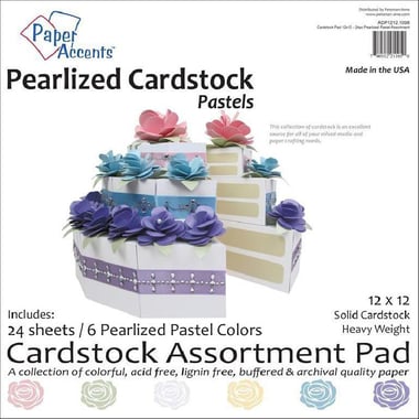 Paper Accent Pearlized Cardstock Assortment Pad, Solid, Heavyweight, Pastel