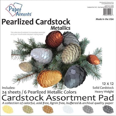 Paper Accent Pearlized Metallics Cardstock Assortment Pad, Solid, Heavyweight