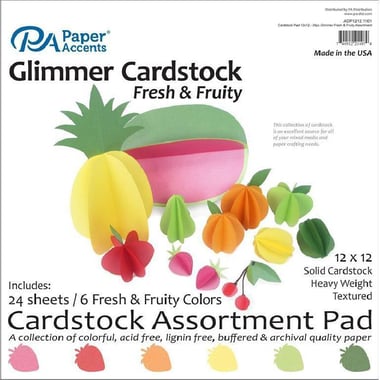 Paper Accent Glimmer Fresh & Fruity Cardstock Assortment Pad, Solid, Heavyweight, Textured