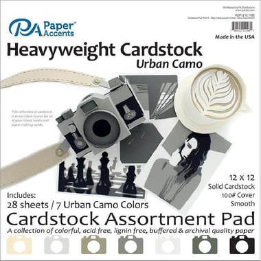 Paper Accent Heavyweight Cardstock Assortment Pad, Solid, Smooth, Urban Camo, .94 kg ( 2.07 lb )