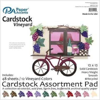 Paper Accent Vineyard Cardstock Assortment Pad, Solid, Heavyweight, Smooth, Recycled