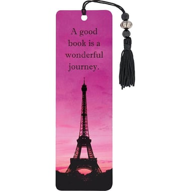 Peter Pauper Press Eiffel Beaded Bookmark, "A Good Book is a Wonderful Journey", Cardboard