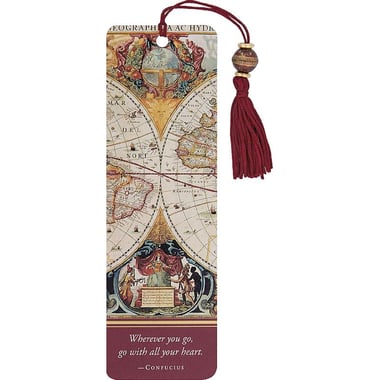 Peter Pauper Press Old World Beaded Bookmark, "Wherever You Go, Go with All your Heart", Cardboard