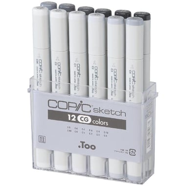 COPiC Sketch Grey Tone Set Graphic Art Marker, Assorted Color, Twin Tip