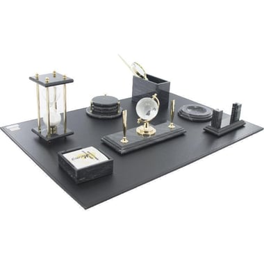 Desk Set, 10 Components, Marble, Black