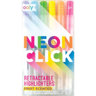 OOLY Neon Click Highlighter, Medium Round Tip,