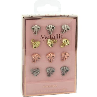 Roco Metallic Pushpins, Metal, Assorted Color
