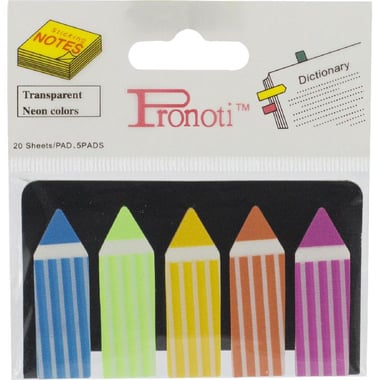 Pronoti Page Markers, Blue;Green;Orange;Pink;Yellow