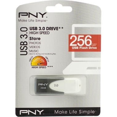 PNY TECHNOLOGIES Attache 4 USB Flash Drive, 256 GB, Black