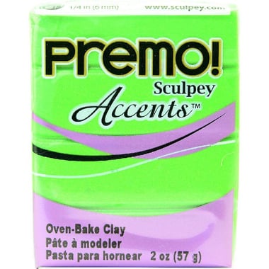 Sculpey Premo! Accents Oven-Baked Polymer Clay, Bright Green Pearl